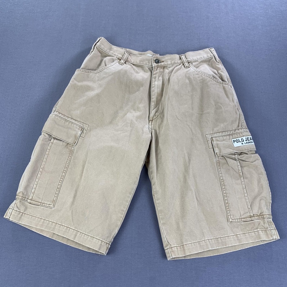 Polo Jeans Co Ralph Lauren Cargo Shorts Mens 34 Khaki Cotton Pockets Hong Kong